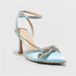 A New Day Women's Satin Heels with Rhinestone Bow
